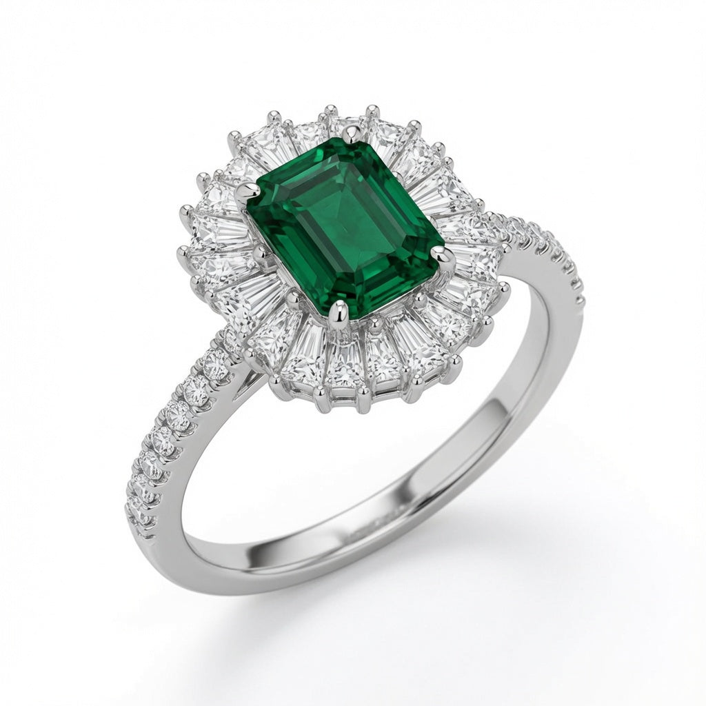 Emerald Halo Women’s Ring