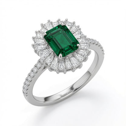 Emerald Halo Women’s Ring