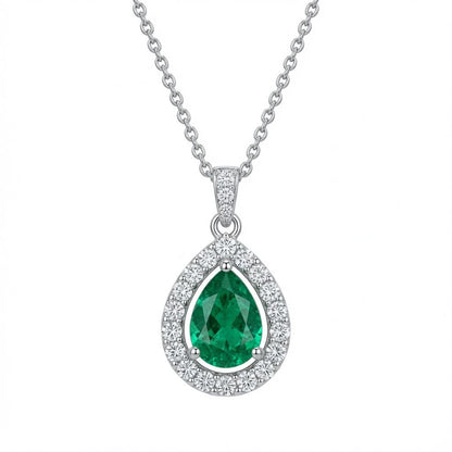 Emerald Teardrop Diamond Pendant