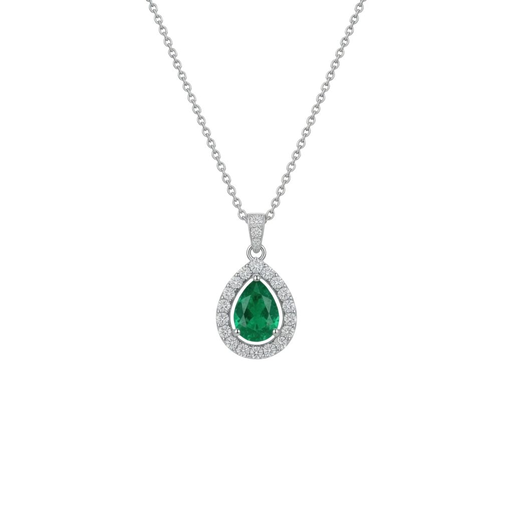 Emerald Teardrop Diamond Pendant