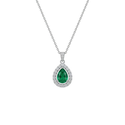 Emerald Teardrop Diamond Pendant