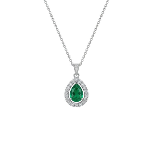 Emerald Teardrop Diamond Pendant
