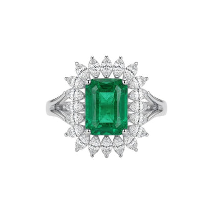 Royal Emerald Halo Diamond Ring