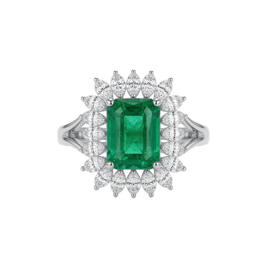 Royal Emerald Halo Diamond Ring