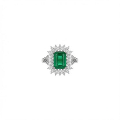 Royal Emerald Halo Diamond Ring