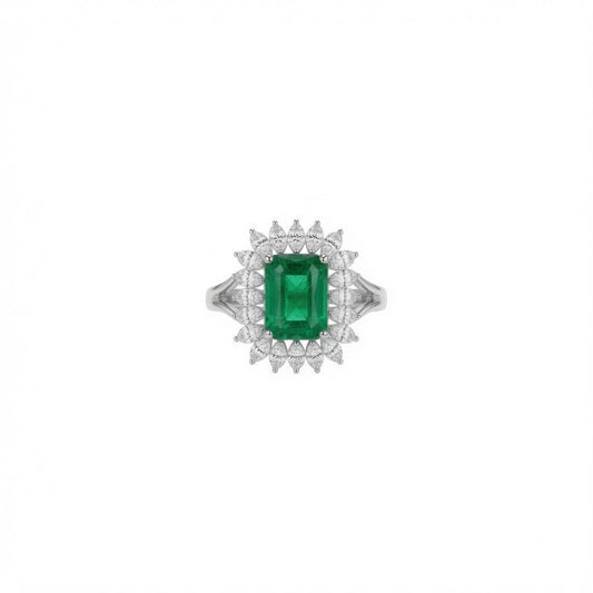 Royal Emerald Halo Diamond Ring