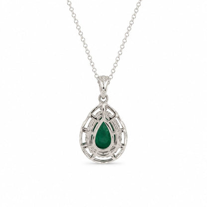 Emerald Teardrop Diamond Pendant