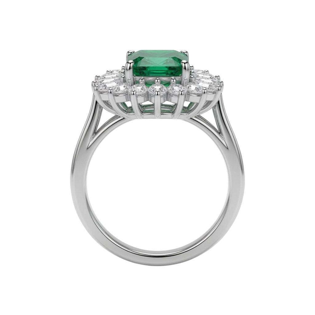 Royal Emerald Halo Diamond Ring