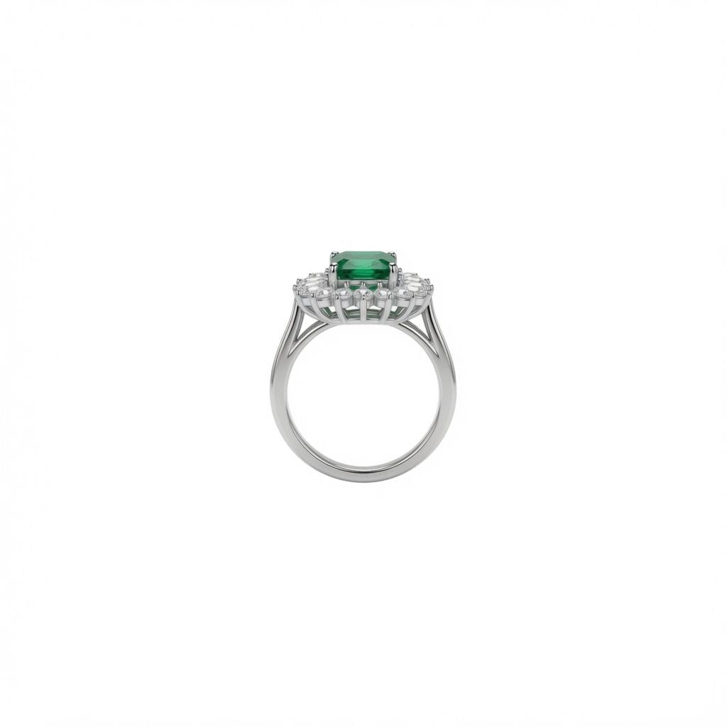 Royal Emerald Halo Diamond Ring