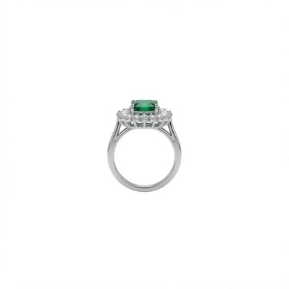 Royal Emerald Halo Diamond Ring