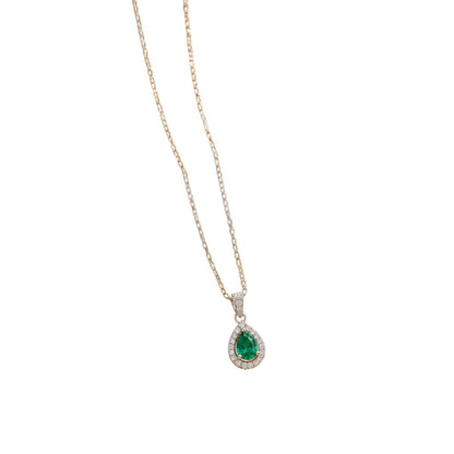 Emerald Teardrop Diamond Pendant