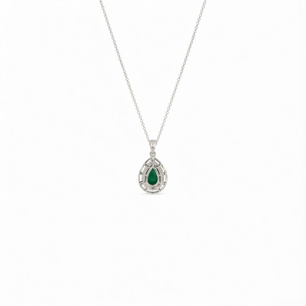 Emerald Teardrop Diamond Pendant