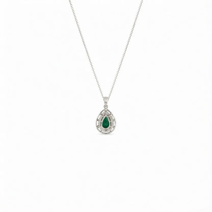 Emerald Teardrop Diamond Pendant
