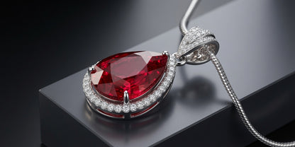 Pear Ruby Pendant Necklace