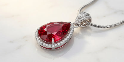 Pear Ruby Pendant Necklace