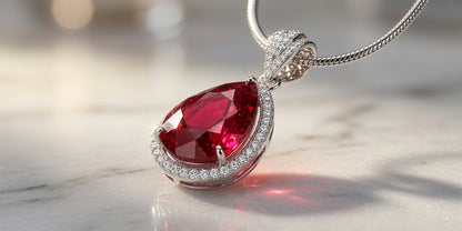 Pear Ruby Pendant Necklace